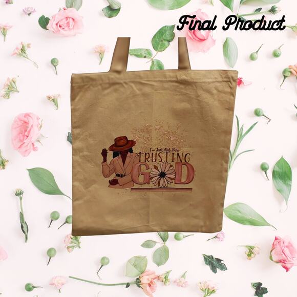 Fashion Graphic Print Out Here Trusting God Design Trendy Canvas Tote Bag - Picture 2 of 4